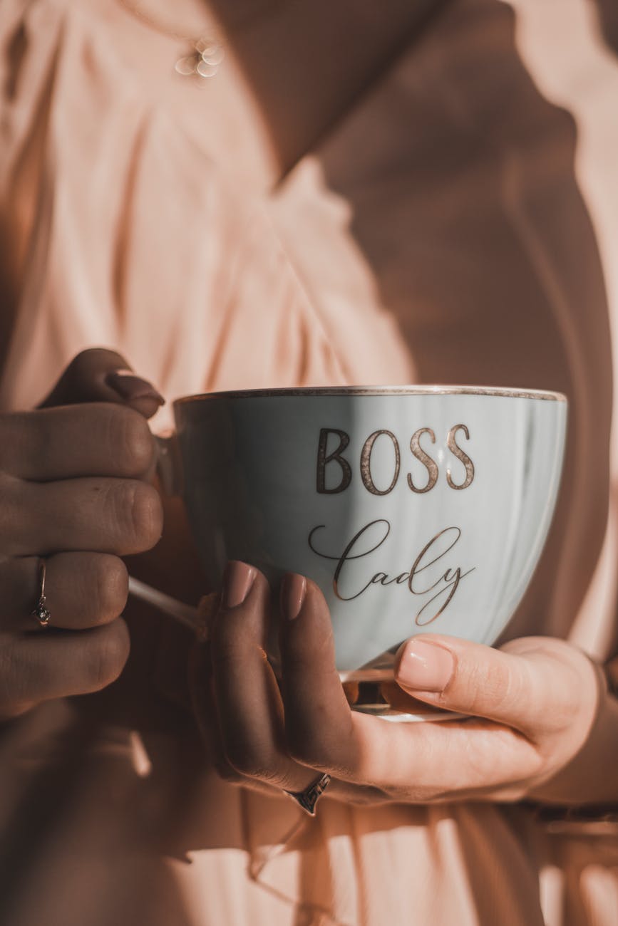 gray and white coffee cup