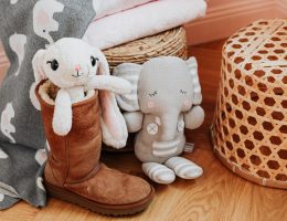 brown and white polka dot elephant plush toy
