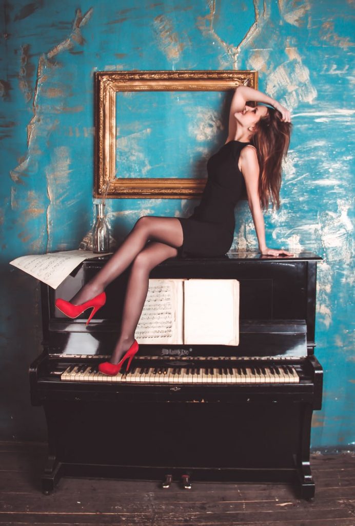 female model person piano